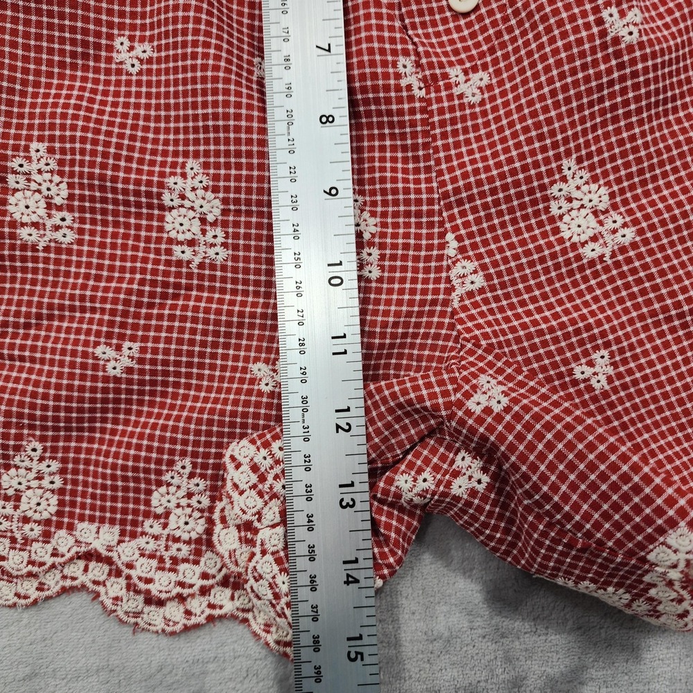 NEW Newin Ella Shorts Womens L Red Gingham Floral Lace Shabby Chic Cottagecore - Picture 11 of 14